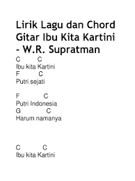 Ibu kita kartini, pendekar bangsa pendekar kaumnya untuk merdeka. Lirik Lagu Dan Chord Gitar Ibu Kita Kartini