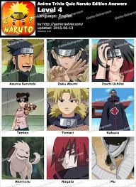 To this day, he is studied in classes all over the world and is an example to people wanting to become future generals. Anime Trivia Quiz Naruto Edition Level 4 Game Solver