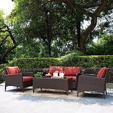 Bradenton 4 Piece Outdoor Wicker Seating Set With Ko70024wb Sg Crosley Furniture Afw Com Outdoor Wicker Seating Outdoor Seating Set Backyard Furniture