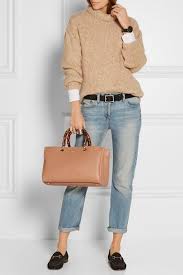 Gucci Bamboo Shopper Medium Textured Leather Tote Cool Style Outfits Casual Fashion Fashion