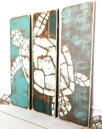 Coastal Ocean And Beach Paintings On Wood For A Rustic Unique Look Coastal Wall Art Beach Theme Bathroom Nautical Wall Decor