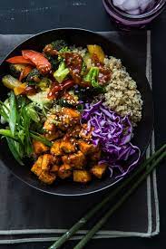 Korean Barbecue Tofu Bowls With Veggies And Quinoa Oh My Veggies Recipe Healthy Recipes Food Recipes