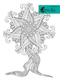 Pretty christmas trees, buildings and a beautiful moon with a christmas cap. Talking Trees Adult Coloring Book