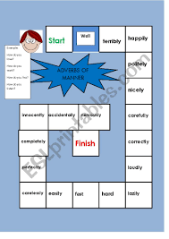 I also managed to include a black version. Adverbs Of Manner Boardgame Esl Worksheet By Aniswang