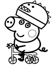 Peppa pig bicycle coloring page. George Riding Bike Coloring Page Topcoloringpages Net