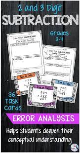 2 3 Digit Subtraction Task Cards Error Analysis Math Error Analysis Subtraction Error Analysis Math
