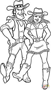 Cowboy And Cowgirl Coloring Page Supercoloring Com Sports Coloring Pages Coloring Pages Mothers Day Coloring Pages