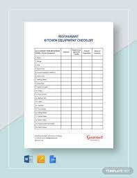 Which is the best template for a kitchen checklist? Restaurant Kitchen Equipment Checklist Template Free Pdf Google Docs Word Apple Pages Template Net Restaurant Kitchen Equipment Restaurant Kitchen Kitchen Equipment