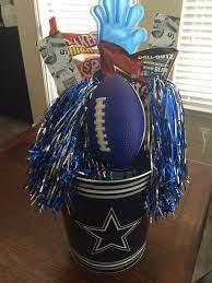 Dallas Cowboys Football Gift Basket I Made For My Boyfriends Birthday Tickets Snacks And Drinks Fo Boyfriend Gift Basket Football Gift Baskets Football Gifts