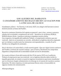 Notigram Jalisco | La agrupación Los Alegres del Barranco rechazó  categóricamente las recientes acusaciones por parte de la Fiscalía de  Jalisco. 📍 En un... | Instagram