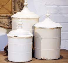 French kitchen canisters antique kitchen canisters vintage white and. White Metal Canisters Metal Canisters Farmhouse Kitchen Canisters Canister Sets