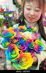 Bildnummer: 52397488 Datum: 13.02.2008 Copyright: imago/Xinhua Strauß aus  bunten Rosen in einem Geschäft in Yinchuan als Geschenk zum bevorstehenden  Valentinstag