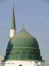 a stunning view of the green dome medina mosque art mosque masjid