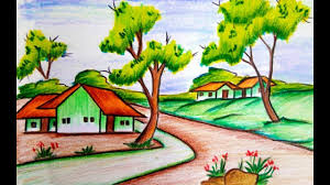 How To Draw A Village Scenery Of Beautiful Nature Step By Step Very Easy Youtube Subscribe to my channel to get.