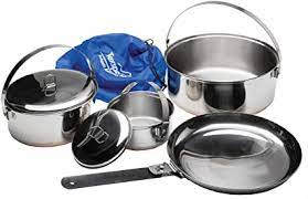 Buy stainless steel pots & pans and get the best deals at the lowest prices on ebay! Amazon Com Texsport 6 Piece Stainless Steel Copper Bottom Outdoor Camping Cookware Cook Set With Storage Bag Sports Outdoors