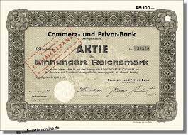 Box 1376 8021 zurich, switzerland +41 44 227 55 55 Commerz Und Privatbank Ag Commerzbank Super Optik Topdekorative Aktie