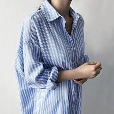 Chemisier Raye De La Femme A Long Mi Mollet En Vrac Chemise Robe Chemisier Bleu Cdiscount Pret A Porter
