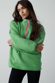 Buy Green Teddy Borg Cosy Longline Quarter Zip Fleece from the  AspennigeriaShops online shop