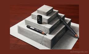 Draw a small line at the bottom. 3d Pencil Drawing Idea Steps Image