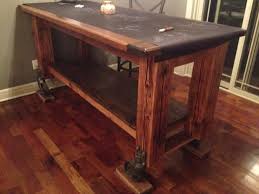 3 X 7 And 42 High Pub Table With Big Casters Legs Are 6x6 Posts From 1905 Barn Super Cool Diy Furniture Finishing Basement Barnwood Table