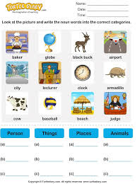 Animals worksheets for grade 1 pdf. Sort Nouns As Person Place Animal Or Thing Worksheet Turtle Diary