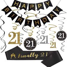 Create the perfect party with unique banners today! Amazon Com 21st Birthday Party Decorations Kit 21st Birthday Gifts For Her Him Happy 21st Birthday Banner Sparkling Celebration 21 Hanging Swirls Finally 21 Birthday Sash 21st Birthday Party Supplies Health Personal Care