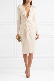 Off White Twist Front Satin Jersey Dress Tom Ford Tom Ford Dress Twist Front Dress Jersey Dress