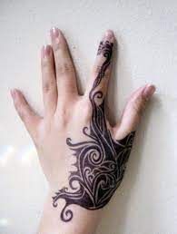 Left Hand Black Ink Tribal Tattoo Hand Tattoos For Guys Hand Tattoos For Women Tribal Tattoos
