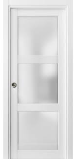 We also have the mirrored door parts you need to make your room feel larger and brighter. French Pocket Door Frosted Glass 3 Lites Lucia 2552 Matte White Transitional Interior Doors By United Porte Inc Houzz