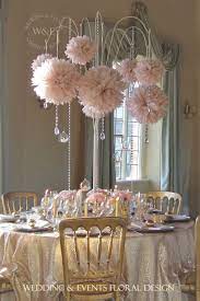 Beautiful Dusky Pink Pom Poms With Crystal Droplets Hang From Our Fabulous Multi Arm Table C Diy Wedding Decorations Wedding Decorations Uk Wedding Decorations