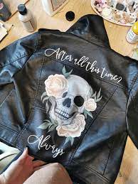 Wedding Leather Jacket Harry Potter Themed Wedding Harry Potter Themed Party Harry Potter Art Painted Jacket Leather Jacket Wedding Bride Jacket