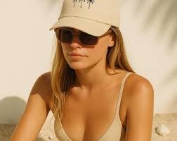 Stitchfy Palm Tree Embroidered Washed Cotton Adjustable Cap