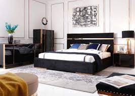 5 pc maxon contemporary style espresso padded leatherette with nail head trim queen low profile platform bedroom set. Nova Domus Cartier Modern Black Rosegold Bedroom Set By Vig Furniture