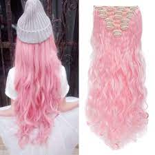 Check spelling or type a new query. Amazon Com 24 Light Pink Long Curly 8 Pcs 18 Clip In Hair Extensions Real Thick Synthetic Hairpieces Party Highlights Pure Ombre Color For Girl Women Girls Beauty Personal Care