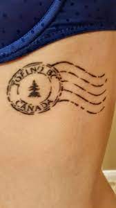 These simple tattoo designs are perfect for your ankles. Postage Stamp Tattoo From Tofino Tattoos Anniversary Tattoo New Tattoos