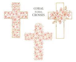 Symbol cross line baptism infant baptism christian cross blue desktop wallpaper christianity orthodox serbian va computer others. Watercolor Easter Cross Clipart Coral Peony Floral Frame Clip Etsy In 2021 Easter Cross Etsy Digital Art Clip Art