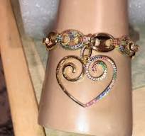 Fabulous Gold Rhodium Cz RAINBOW PAVE Link Bracelet W/gold ...