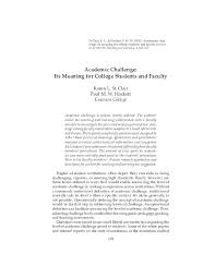 Academically meaning, academically definition | english cobuild dictionary. Pdf Academic Challenge Its Meaning For College Students And Faculty Jennifer Gorcos Academia Edu