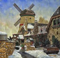 Imágenes Arte Pinturas: Cuadros de Paisajes con Molinos de Viento, Oleos de  Don Langeneckert, 1927 U.S.A