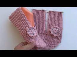 Yeni Baslayanlar Icin Patik Yapimi Tunus Isi Patik Modelleri Knitting Easy Knitting Socks Hakelschuhe Schuhe Hakeln Stricken
