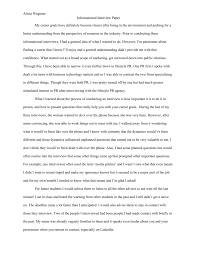 Reflection paper on an interview. Alicia Wagoner Informational Interview Paper My Career