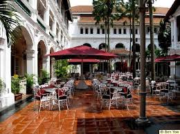 Out Door Dining Raffles Hotel Restaurant Outdoor Dining Area British Colonial Style Colonial Architecture British Colonial