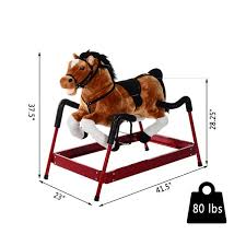 Spring horse rockin' rider lucky talking plush spring horse,brown,40.00 x 24.00 x 38.00 inches. Qaba Kids Plush Spring Rocking Horse Reviews Wayfair