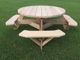 56 Round Cedar Patio Table Backyard Table W Easy Seating Wooden Picnic Tables Round Picnic Table Octagon Picnic Table