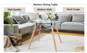 The dilemma of turning the console table into a kitchen island. Amazon Com Round Table Glass Kitchen Dining Table Glass Dining Room Table Modern Style Round Leisure Coffee Table Office Coference Desk With Wood Legs For Kitchen Living Room Round Table Glass
