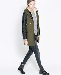 Combination Parka With Faux Leather Sleeves Womens Warm Coat Zara Coats For Women