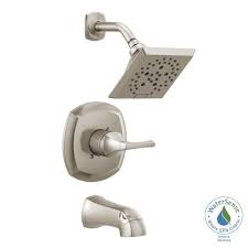 Delta Portwood Single Handle 5 Spray Tub And Shower Faucet With H2okinetic In Spotshield Brushed Nickel Shower Faucet Sets Tub And Shower Faucets Shower Faucet