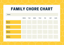 Yellow Beehive Pattern Family Chore Chart Templates By Canva