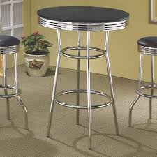 Coaster Company 1950 S Black Retro Round Bar Table Black Chrome Stools Sold Separately Coasterfurniture Round Bar Table Bar Table Wood Bar Table