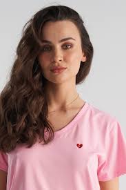 T-Shirt Lala Love French Fit V-Neck Pink